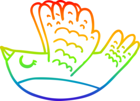 rainbow gradient line drawing cartoon flying bird png