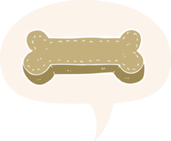 galleta de perro de dibujos animados y burbuja de habla en estilo retro png