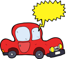 Cartoon-Auto mit Sprechblase png