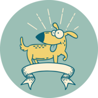 icon of a tattoo style happy dog png