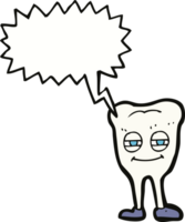 cartone animato sorridente dente con discorso bolla png