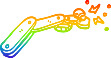 rainbow gradient line drawing of a cartoon robot arm png