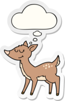 cartoon deer with thought bubble as a printed sticker png