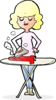 cartoon woman ironing png