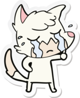 sticker of a crying fox cartoon png