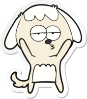 sticker of a cartoon bored dog png