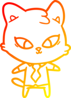 caloroso gradiente linha desenhando do uma fofa desenho animado gato png