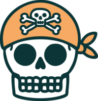 imagen icónica de estilo tatuaje de una calavera pirata png