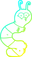 cold gradient line drawing of a funny cartoon caterpillar png