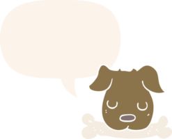 cartoon dog with bone with speech bubble in retro style png