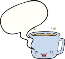 dessin animé tasse de café avec discours bulle png