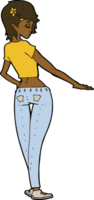 cartoon pretty girl in jeans and tee png