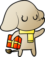 cute cartoon elephant with gift png