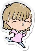 distressed sticker of a cartoon woman png