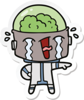 sticker of a cartoon crying robot png