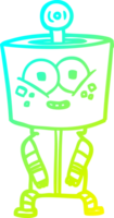 cold gradient line drawing of a happy cartoon robot png