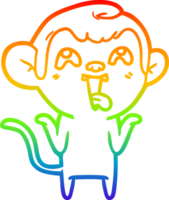 rainbow gradient line drawing of a crazy cartoon monkey png