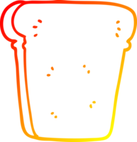 warm gradient line drawing of a cartoon slice of bread png