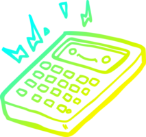 cold gradient line drawing of a cartoon calculator png