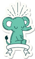 pegatina de un lindo elefante estilo tatuaje png