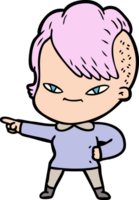 cute cartoon girl with hipster haircut png