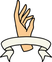 Traditionelles Tattoo mit Banner einer Hand png