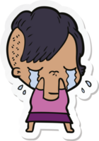 sticker of a cartoon crying girl png