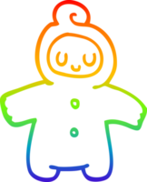 rainbow gradient line drawing of a cartoon human baby png