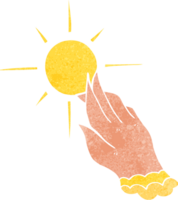 cartoon hand reaching for sun png