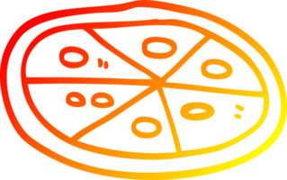 warm gradient line drawing of a cartoon pizza png