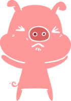 flat color style cartoon angry pig png