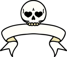 tatouage traditionnel avec bannière d'un crâne png