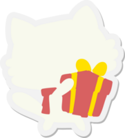 cat with present sticker png