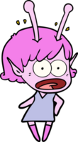 cartoon shocked alien girl png