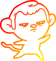 warm gradient line drawing of a cartoon annoyed monkey png