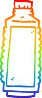 rainbow gradient line drawing of a cartoon water bottle png