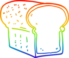 rainbow gradient line drawing of a cartoon loaf of bread png