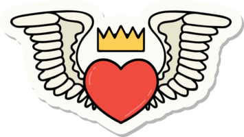 autocollant de tatouage dans le style traditionnel d'un coeur avec des ailes png