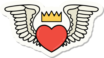 sticker of tattoo in traditional style of a heart with wings png