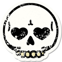 distressed sticker tattoo in traditional style of a skull png