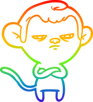 rainbow gradient line drawing of a cartoon monkey png