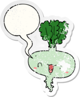 cartoon turnip with speech bubble distressed distressed old sticker png