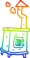 rainbow gradient line drawing of a cartoon old wood burner png