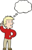 cartoon boy with idea with thought bubble png