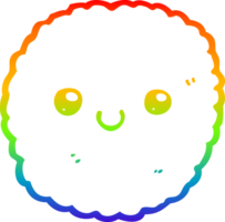 rainbow gradient line drawing of a cartoon biscuit png