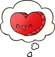 cartoon love heart with thought bubble in smooth gradient style png