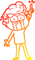 warm gradient line drawing of a cartoon crying man trying to ask a question png