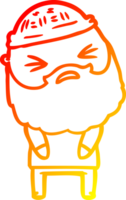 warm gradient line drawing of a cartoon man with beard png