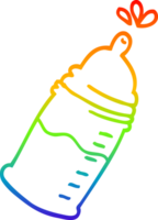 rainbow gradient line drawing of a cartoon baby bottle png