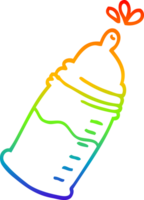 Regenbogen Gradient Linie Zeichnung von ein Karikatur Baby Flasche png